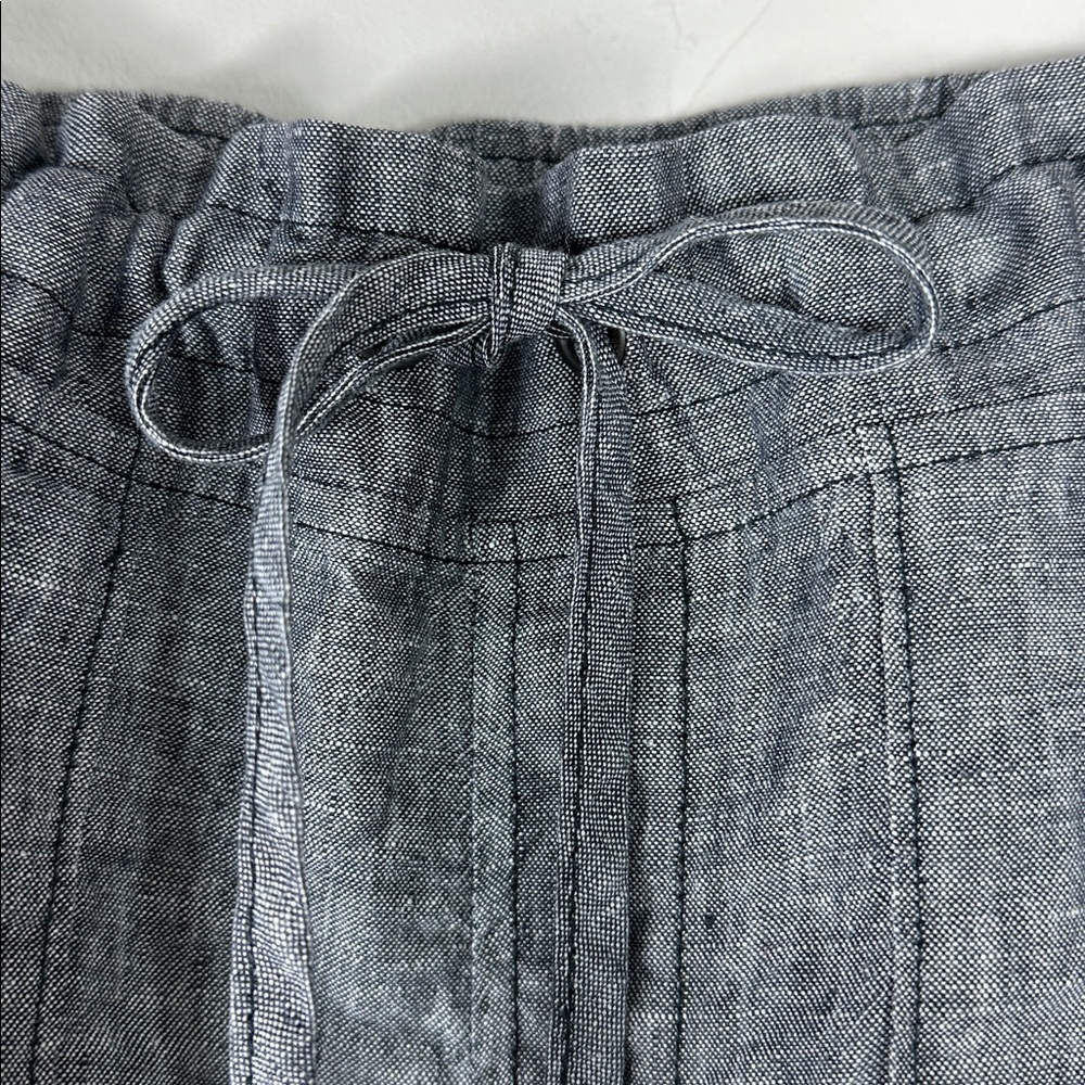 Athleta Blue Heathered Linen Drawstring Shorts 4 - Picture 6 of 9